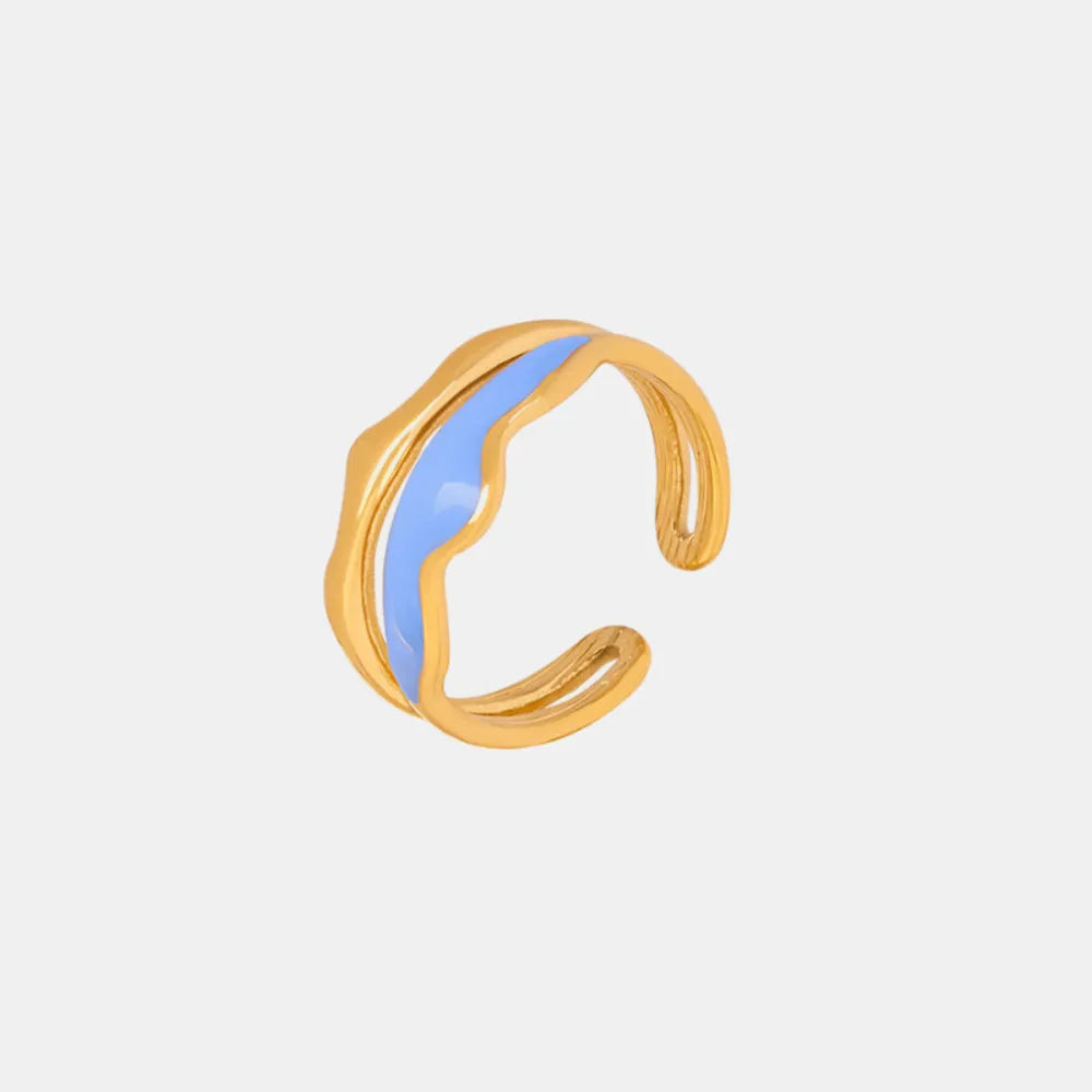 Vibrant Blue Enamel and Gold-Tone Ring, A Playful Accessory for Any Style