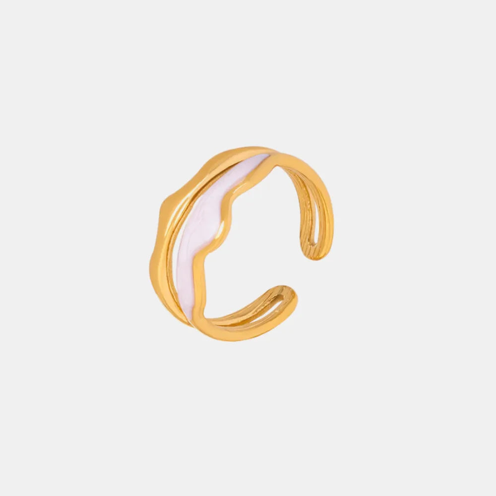Vibrant Blue Enamel and Gold-Tone Ring, A Playful Accessory for Any Style