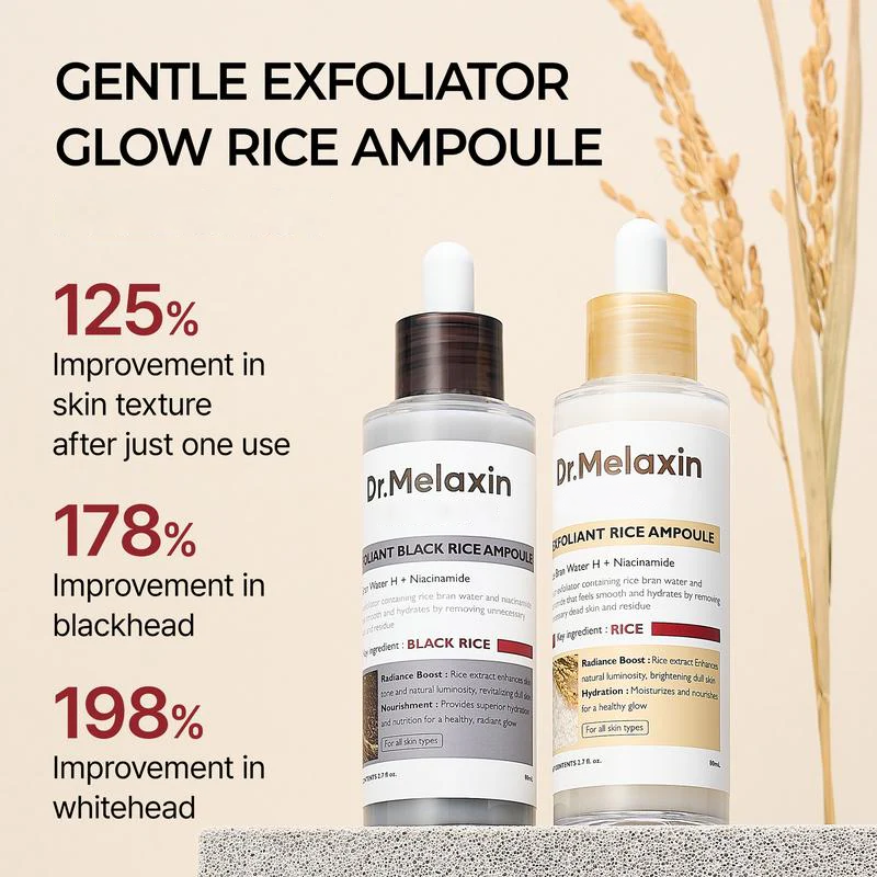 AQA Glow Rice Ampoule Duo - Serums for Brightening, Exfoliating, and Moisturizing - Suitable for All Skin Types