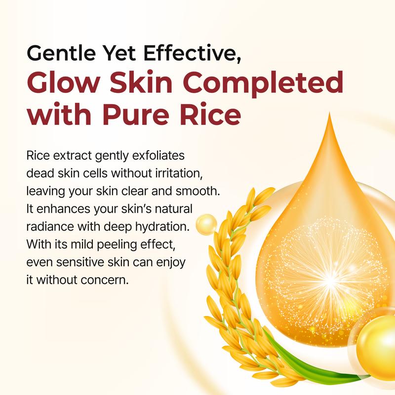 AQA Glow Rice Ampoule Duo - Serums for Brightening, Exfoliating, and Moisturizing - Suitable for All Skin Types