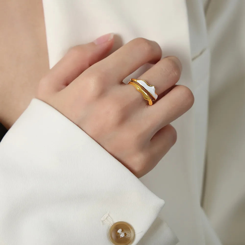 Vibrant Blue Enamel and Gold-Tone Ring, A Playful Accessory for Any Style