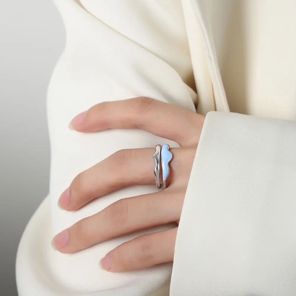 Vibrant Blue Enamel and Gold-Tone Ring, A Playful Accessory for Any Style