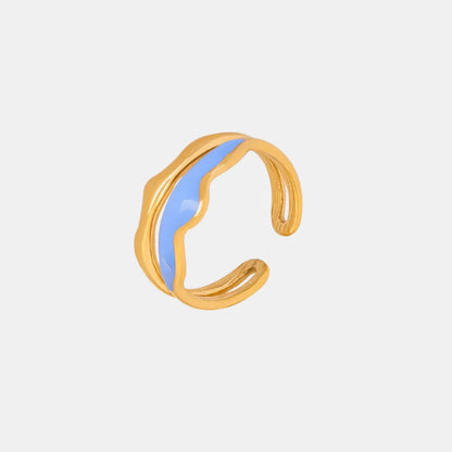 Vibrant Blue Enamel and Gold-Tone Ring, A Playful Accessory for Any Style