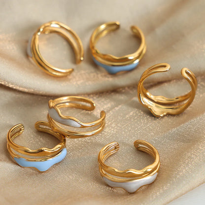 Vibrant Blue Enamel and Gold-Tone Ring, A Playful Accessory for Any Style